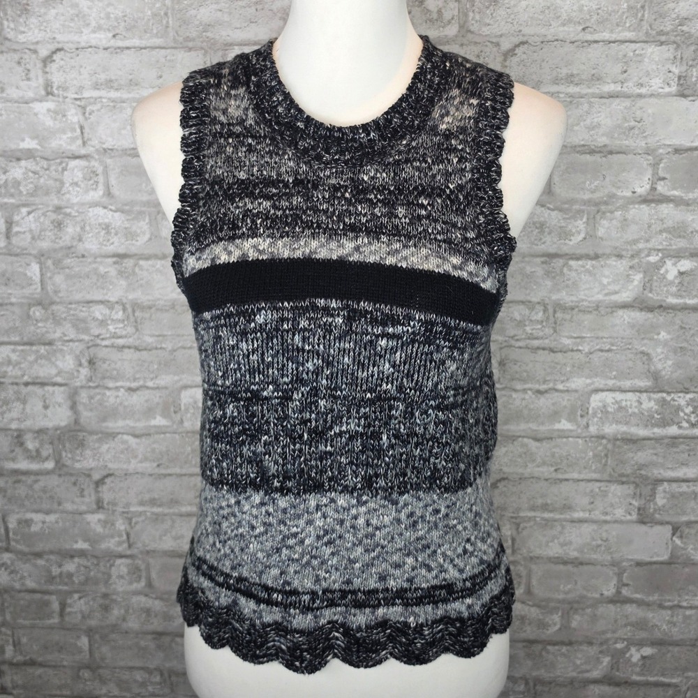 Steven Alan Sleeveless Sweater Marled Scalloped Hem Minimalist Quiet Luxury S